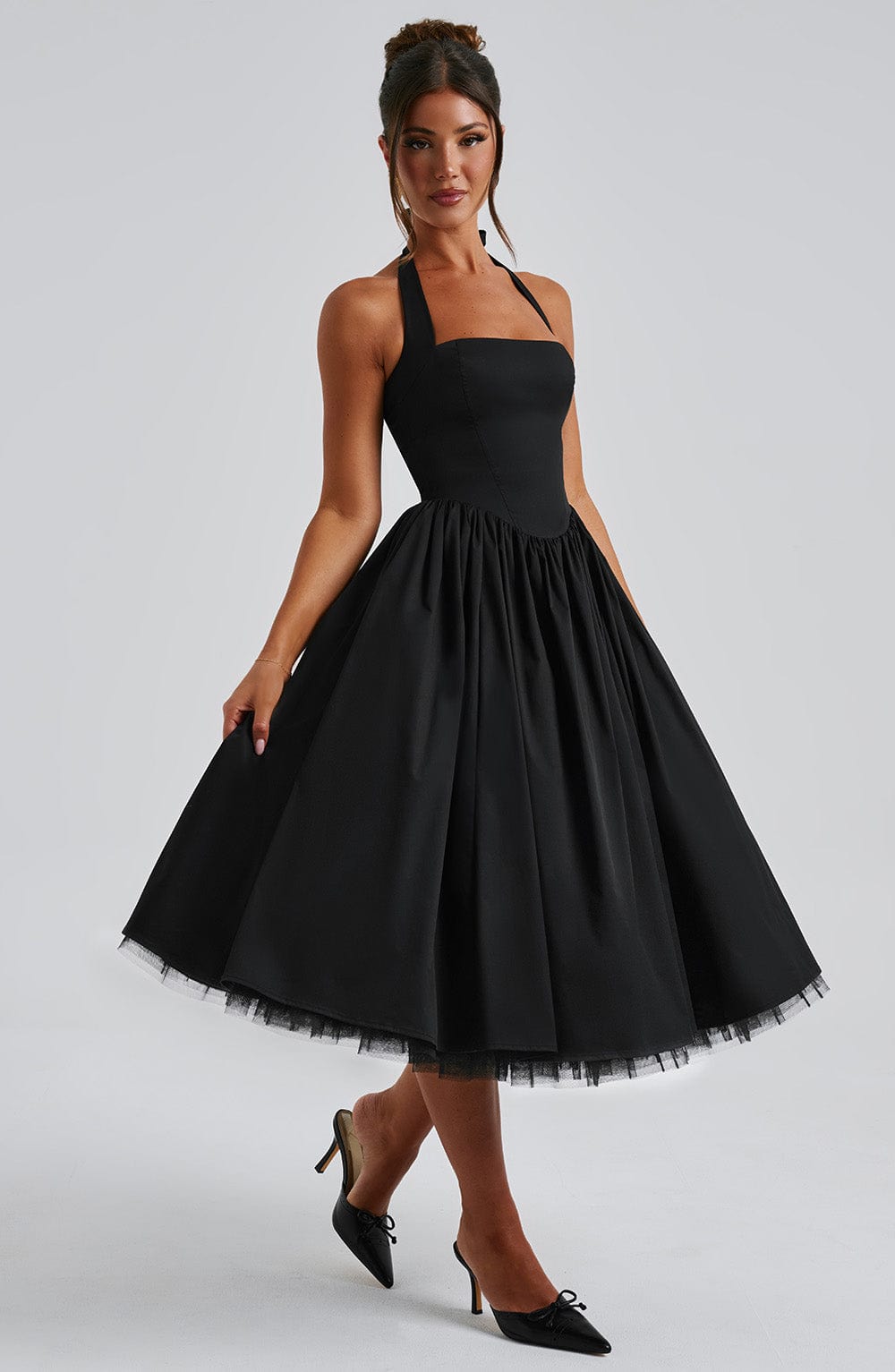 Women's Halter Party Light Wrap Elegant Wedding Guest Dress