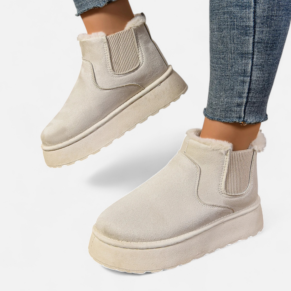 Timeless Cosy Seasonal Chelsea Plush Platform Ankle Boots for Women