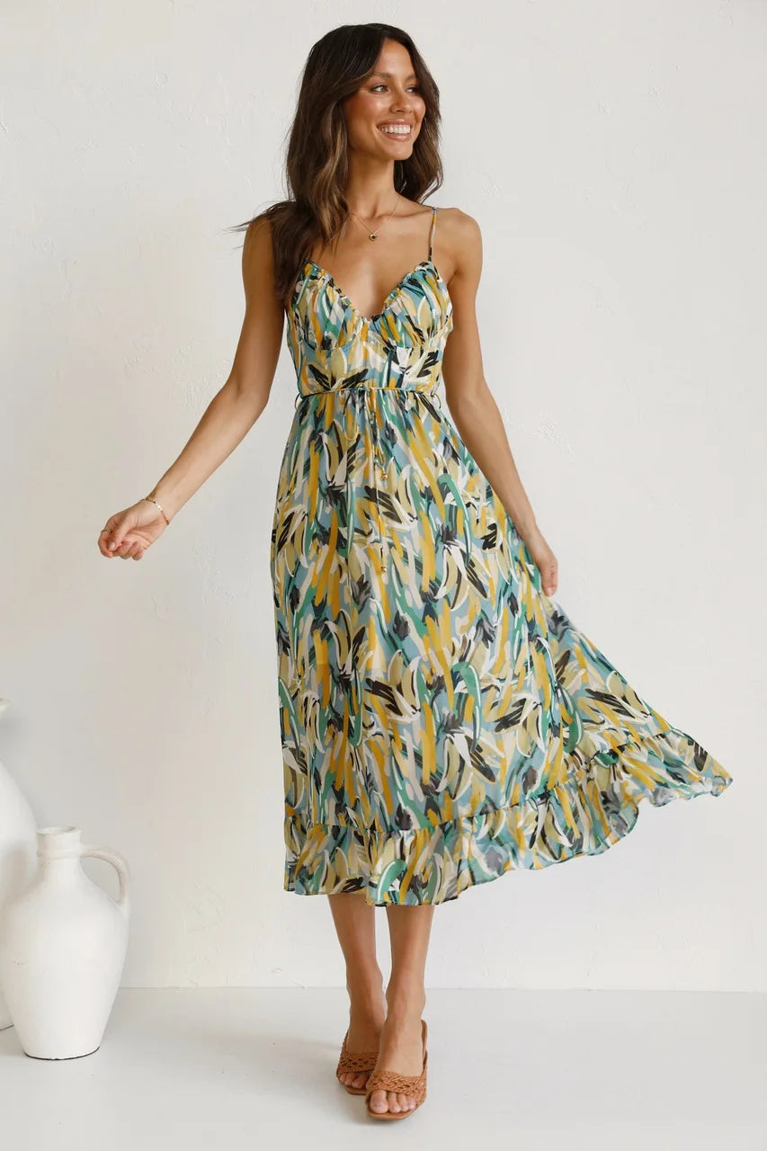 Classic Multicolor Summer Party Wedding Midi Dress for Women