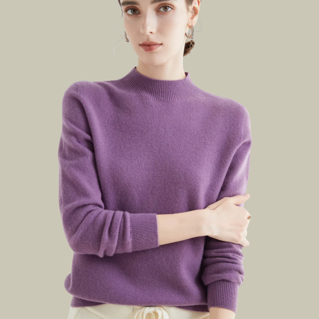 Women’s High Neck Slim Fit Sweater Elegant Fitted Winter Top
