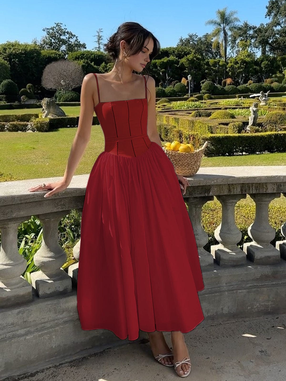 Women's Timeless Corset Midi Wedding Guest Dress