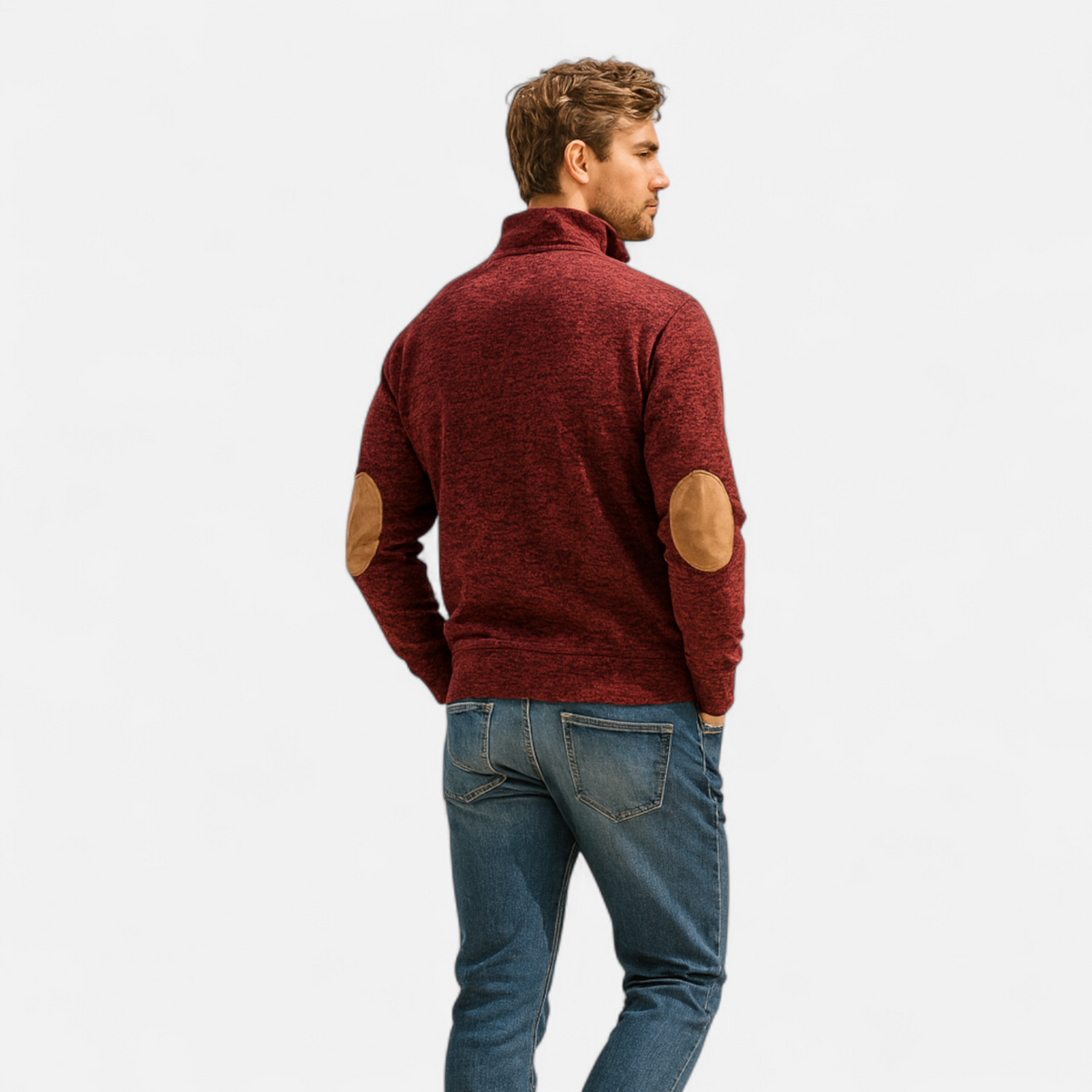 Men’s Knitted Warm Button Jumper with Stand-Up Collar