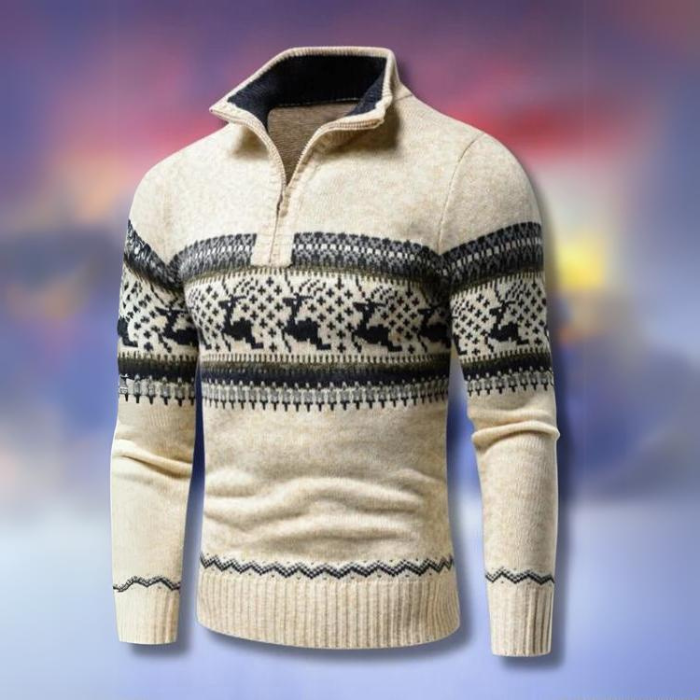 Men's Festive Cosy Half-Zipper Winter Sweater