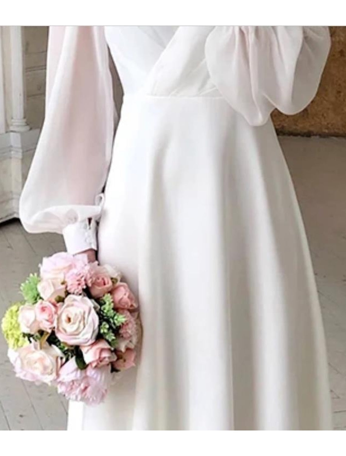 Women's Stylish Formal Wedding Flattering Long Sleeve Cocktail Dress