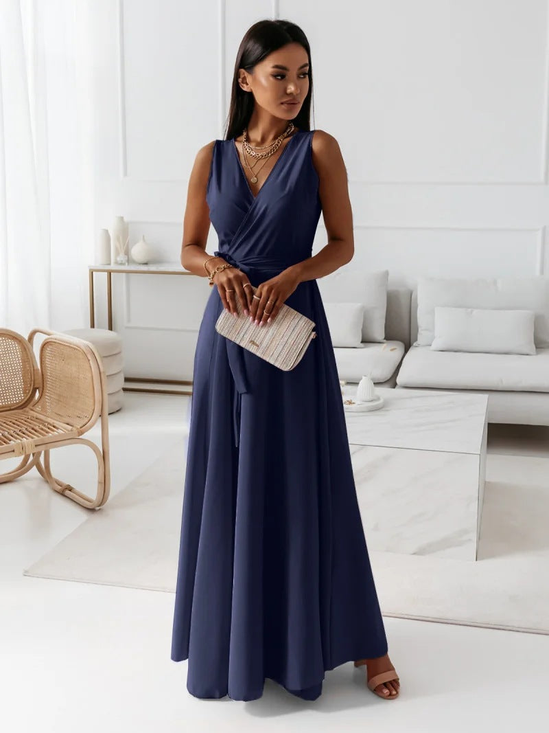 Women Elegant Wrap Long Gown Flattering Wedding Guest Dresses for Formal Event