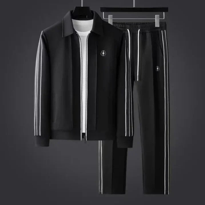 Men's Athletic Stripe Active Fit Track Two-Piece Set