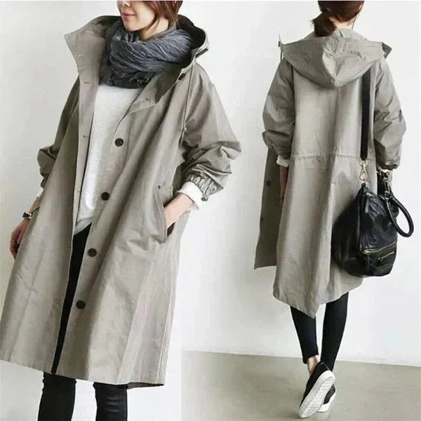 Women's Fashion Long Water-resistant Oversized Urban Protection Raincoat