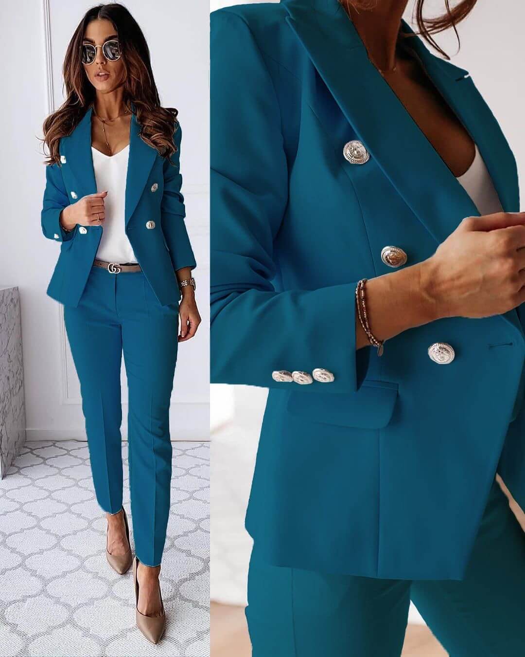 Women's Modern Business Suit – Complete Ensemble Jacket and Fitted Trousers