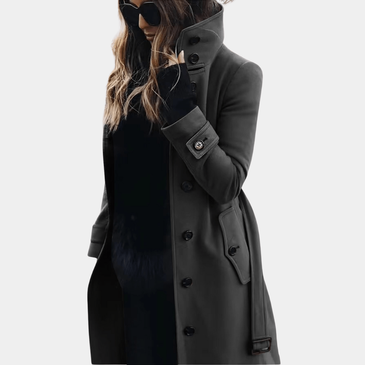 Women's Seasonal Warmth Trench Coat with Extended Length and Quilted Lining