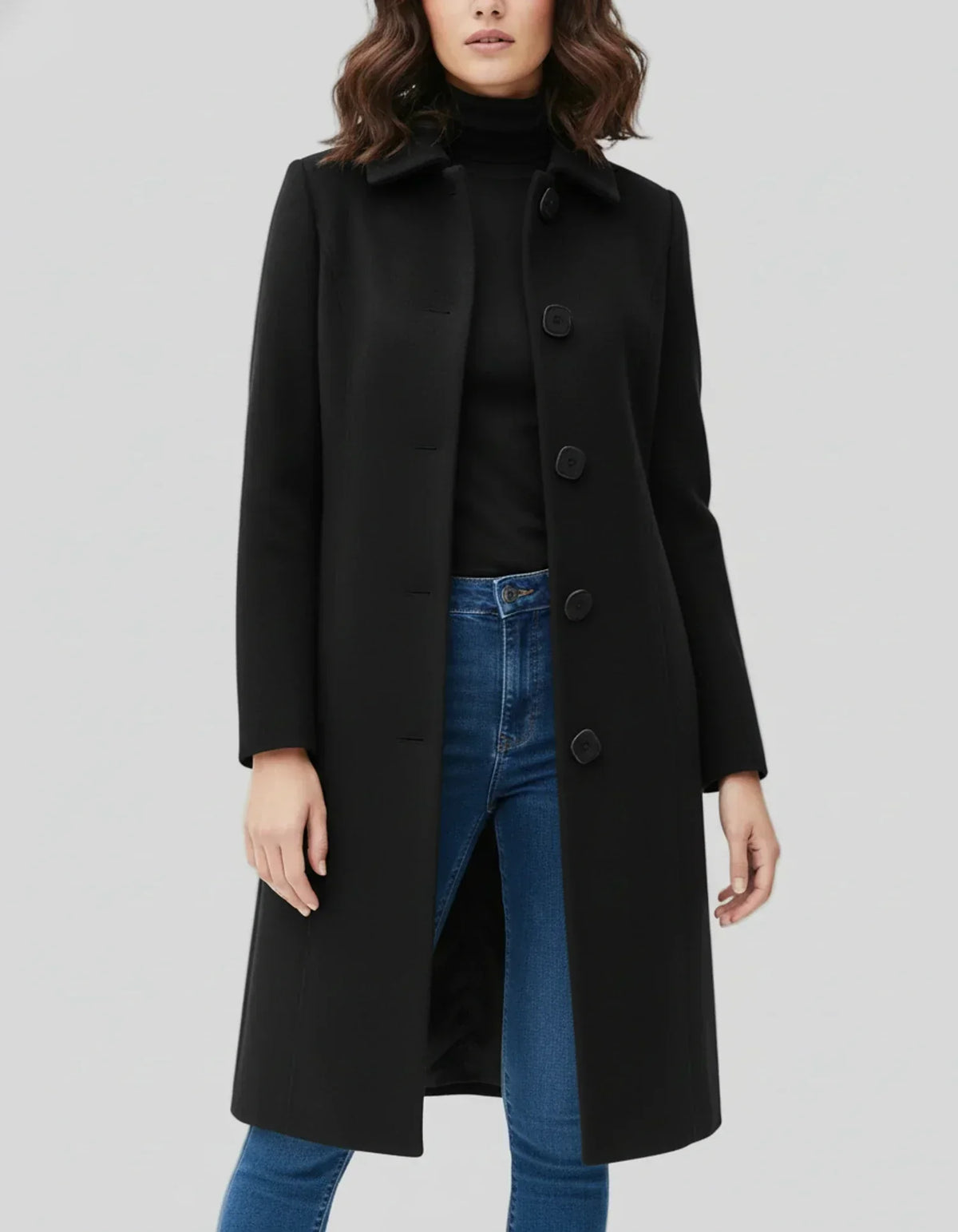 Women's Classic Winter Button Front Warm Trench Coat