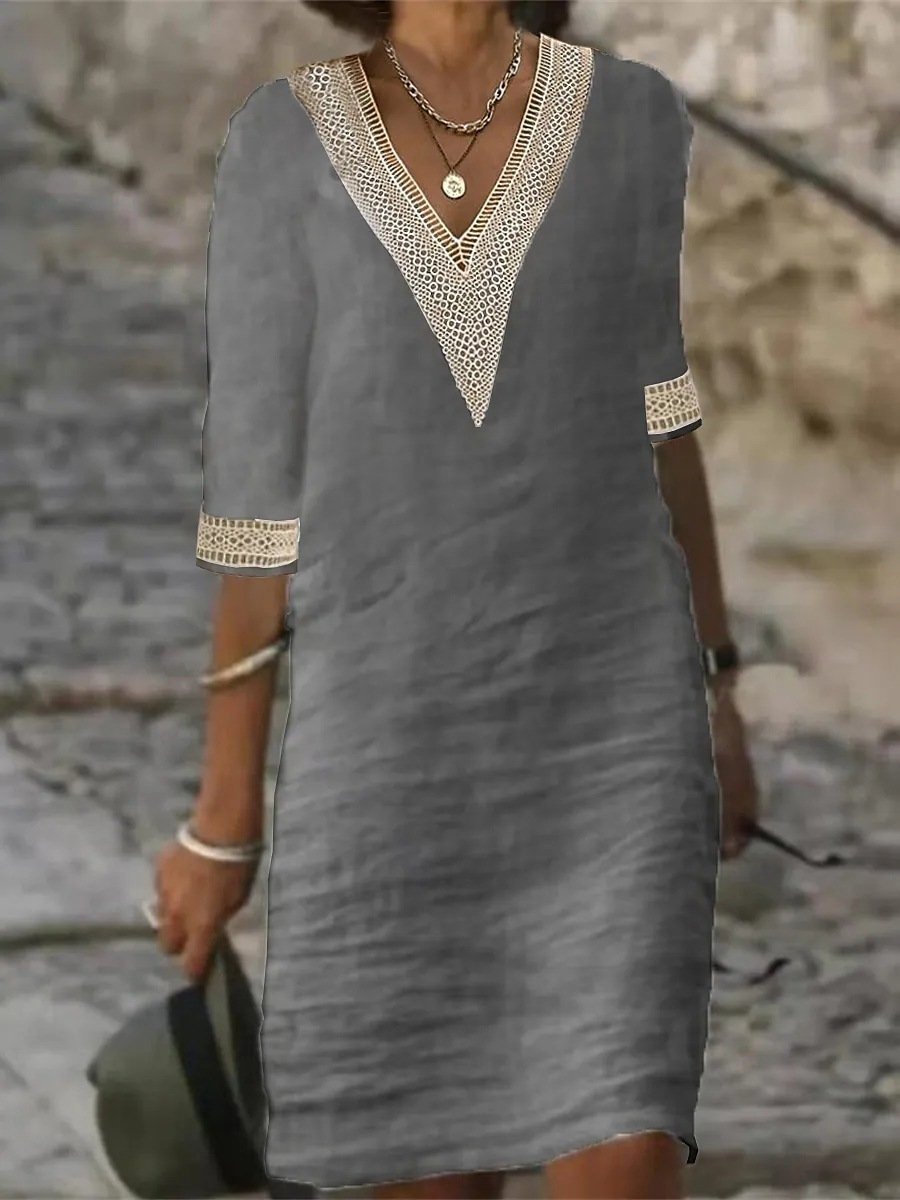Versatile Classic Fashion V-Neck Lace Dress for Women