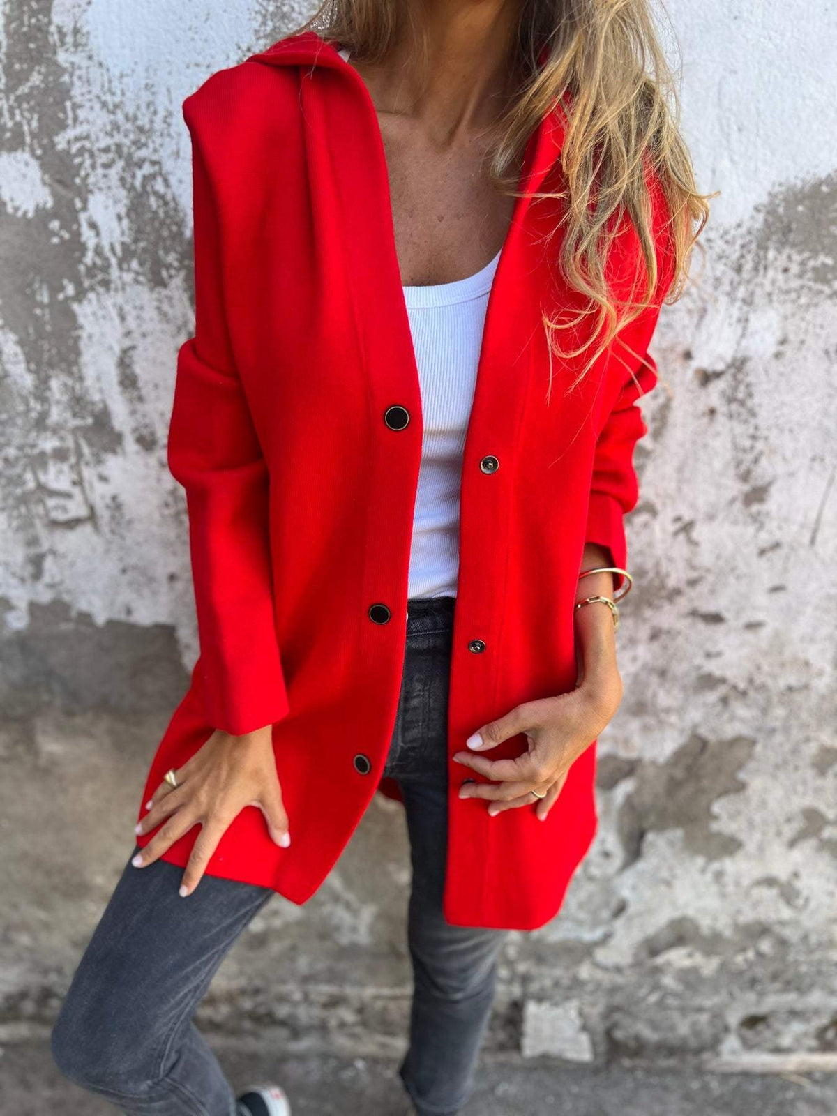 Women's Fashion Stylish Long Hooded Jacket for Mid-Season