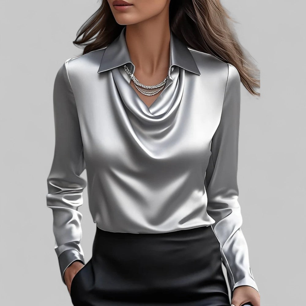Versatile Elegant Draped Neckline Blouses for Women