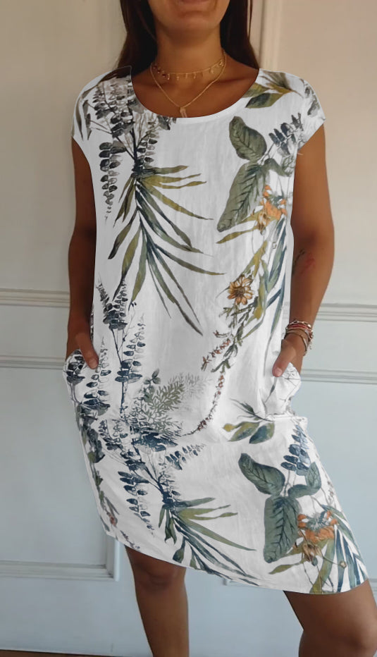 Women’s Leaf Print Travel Day Outfit Summer Dresses