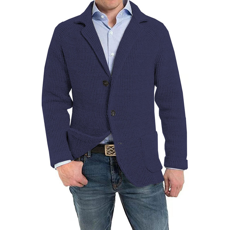 Men's Warm Knitted Cardigan with Elegant Button Fastening
