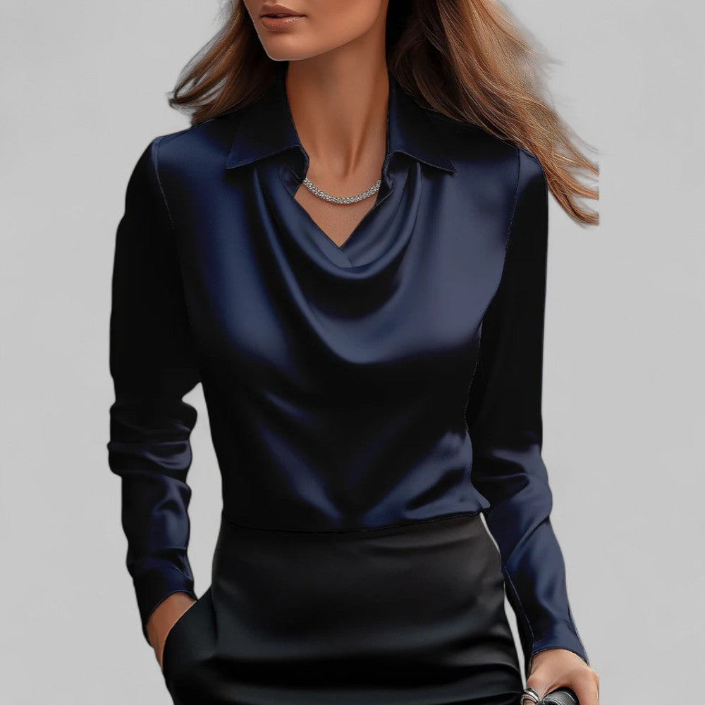Versatile Elegant Draped Neckline Blouses for Women