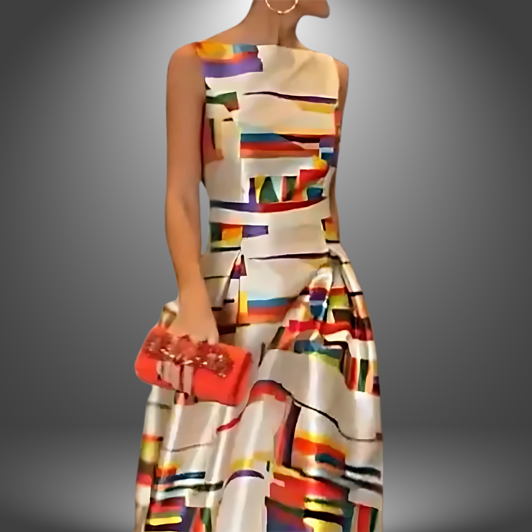 Captivating Fashion Geometric Print Maxi Dress for Women