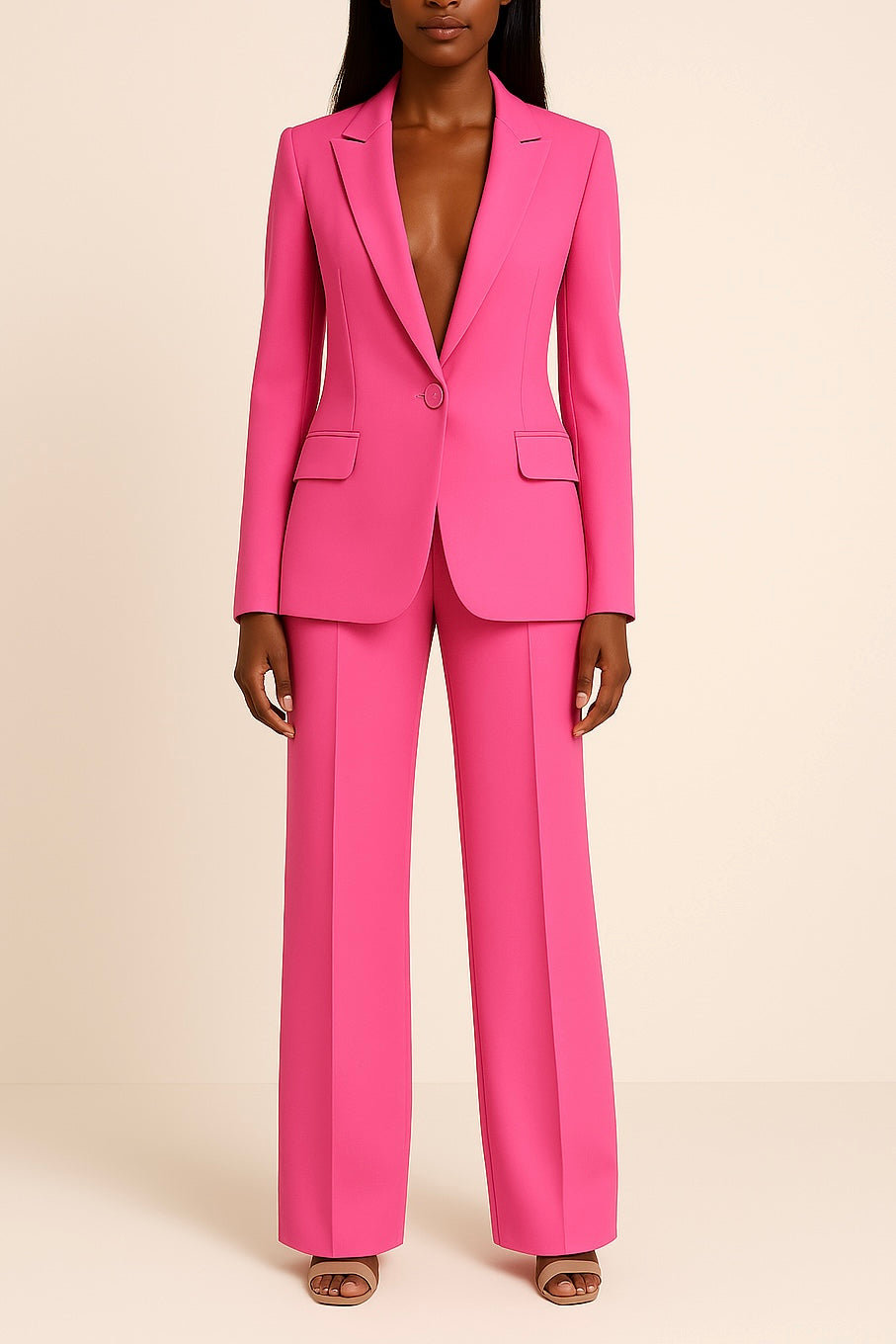 Business Formal Long Blazer with Trouser Set for Women