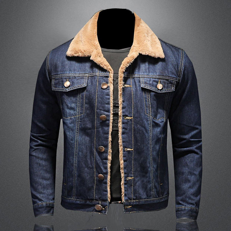 Men's Classic Warm Lined City Denim Outdoor Jacket