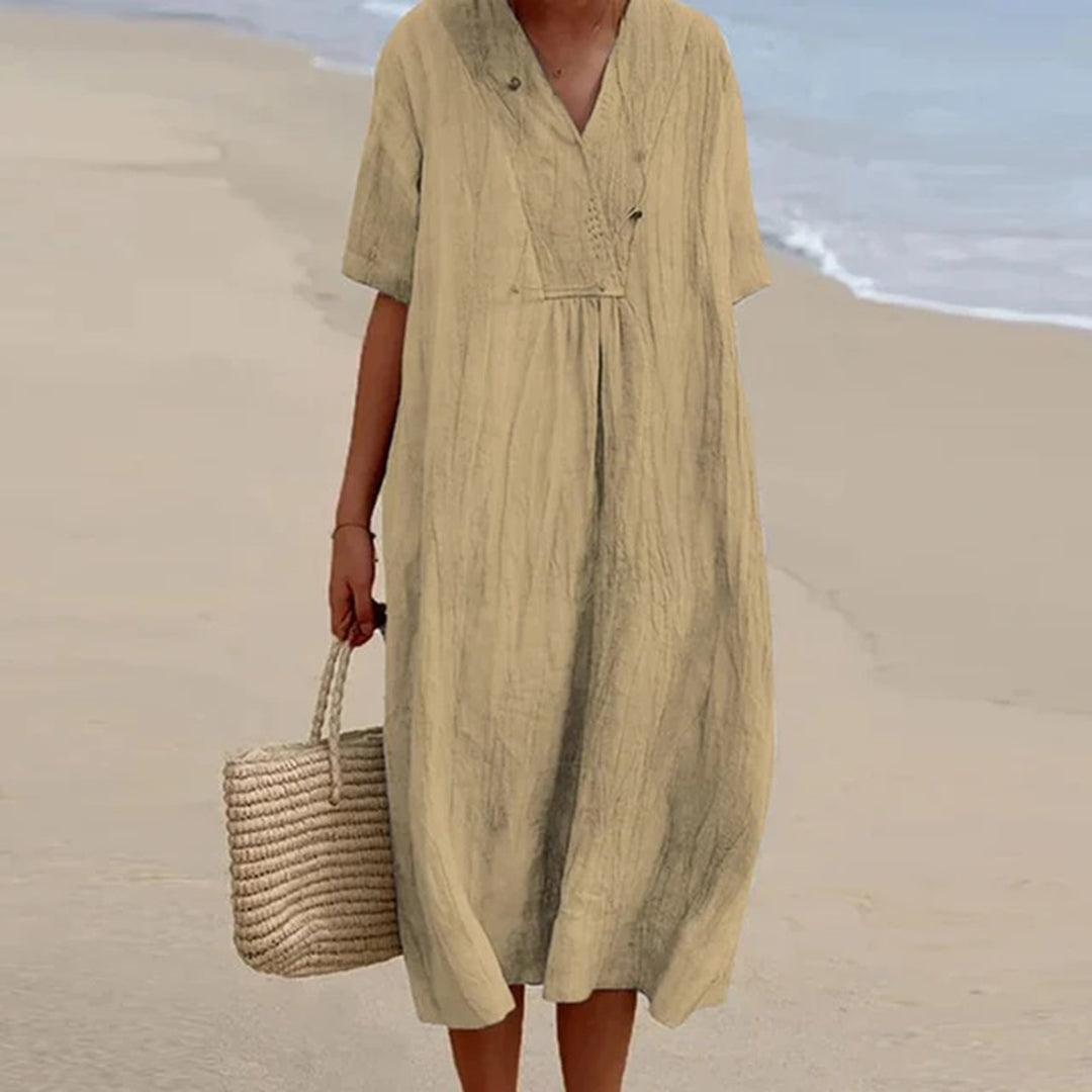 Women’s Flattering Draped Midi Summer Dresses for Occasion