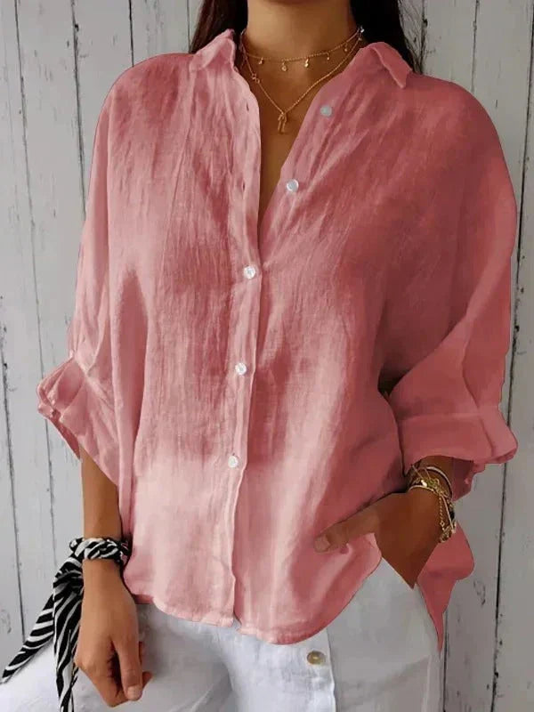 Women's Versatile Summer Relaxed Button Shirt  with Adjustable Cuffs
