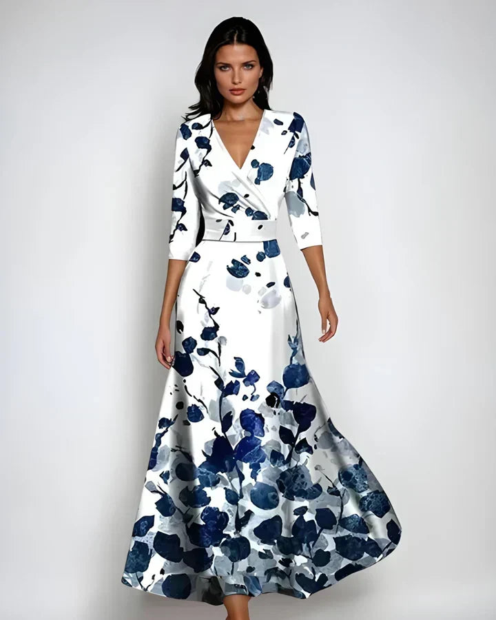 Enchanted Flowing Bloom Subtle Drape Wrap Maxi Dress for Women