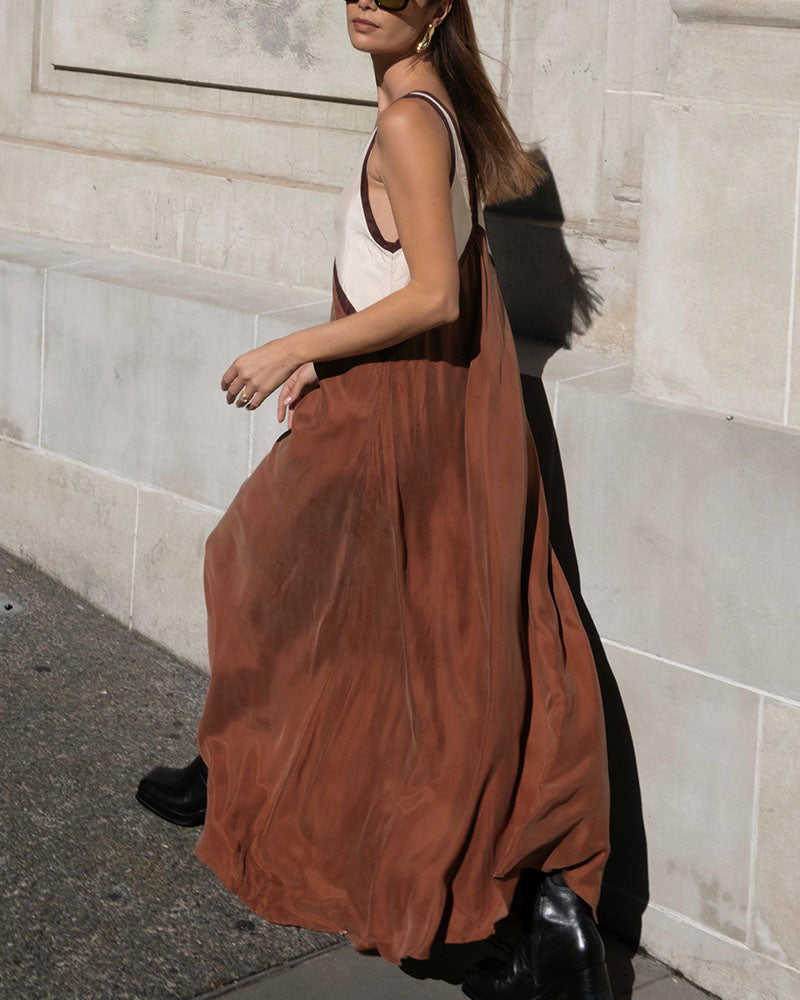 Timeless V-neck Contrast Maxi Women's Dress