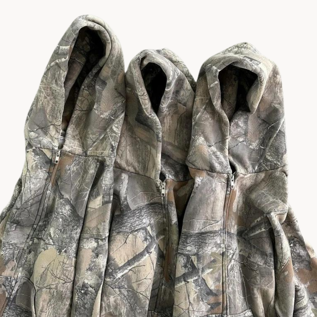 Women's Rugged Camouflage Oversized Cropped Hoodie