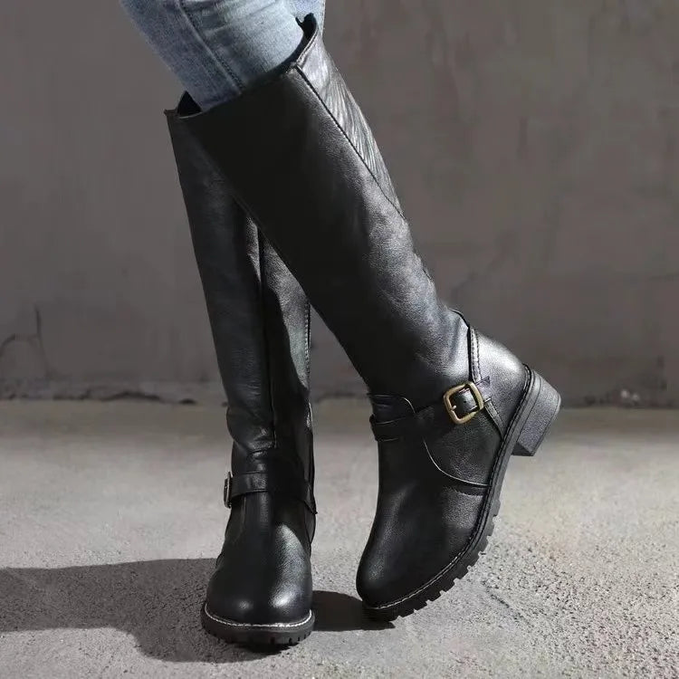 Women’s Buckle Modern Chic Leather Boots for All Season