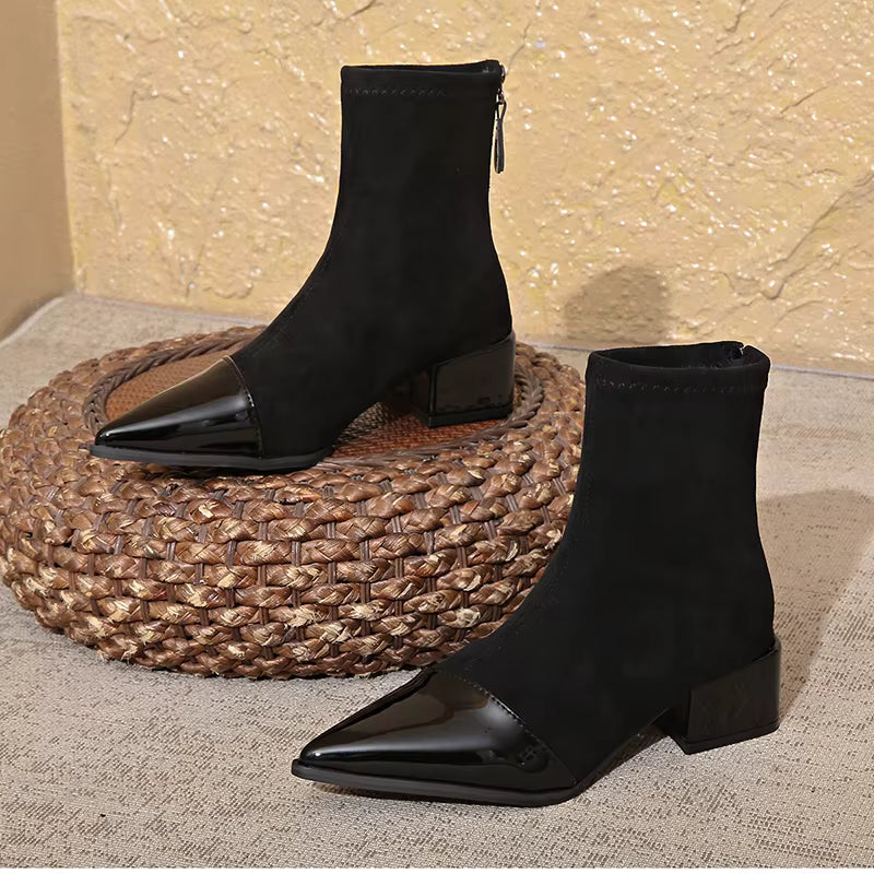 Women's Fashion Stand-out Block Heel Ankle Boots