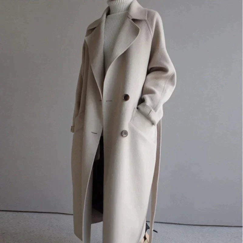 Women's Elegant Formal Sleek Long Wool Coat