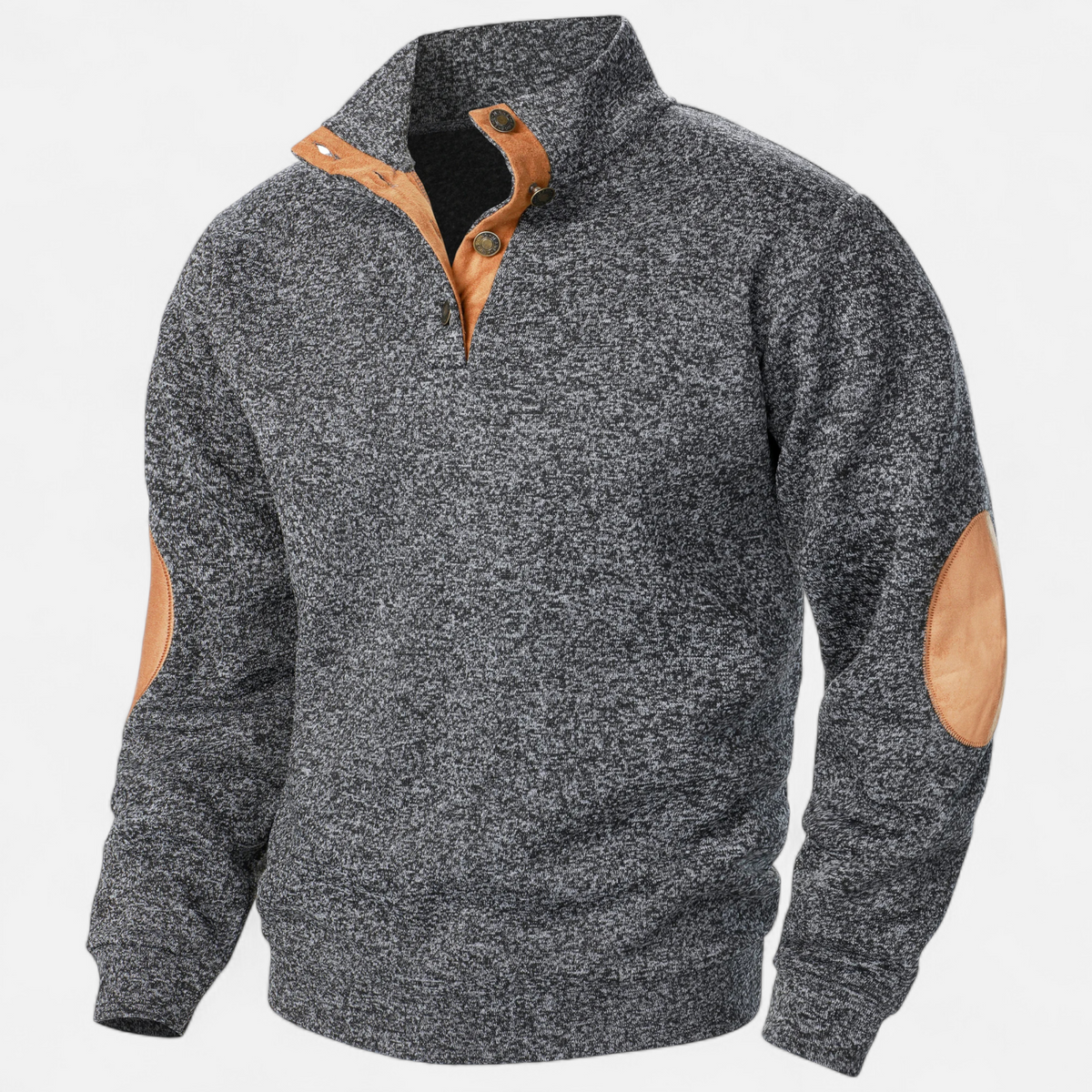 Men’s Knitted Warm Button Jumper with Stand-Up Collar