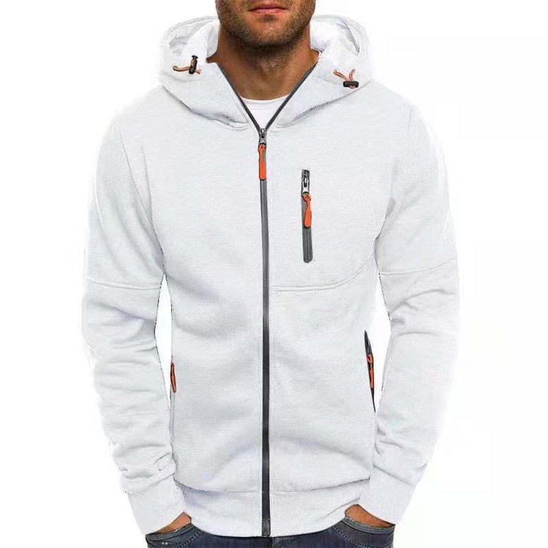 Men's Cosy Outdoor Full Zip-up Hoodie with Adjustable Drawstring and Functional Pockets
