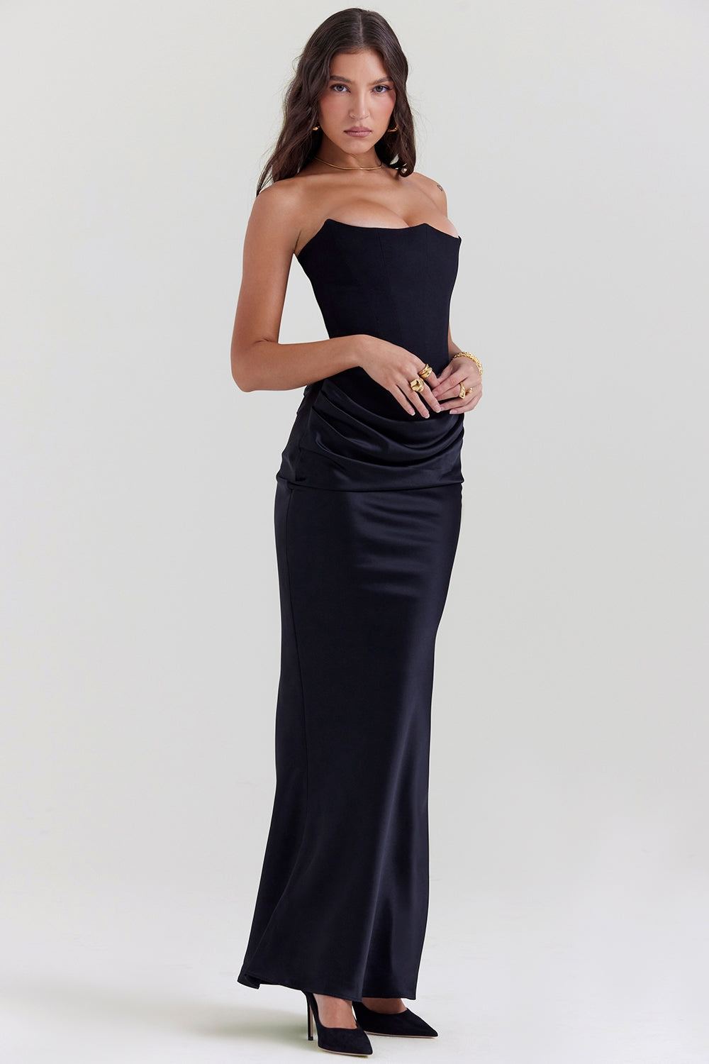 Women's Stunning A-line Strapless Maxi Wedding Guest Dress