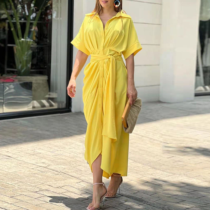 Women's Stylish Drape Button Wrap Summer Dress for All Occasion
