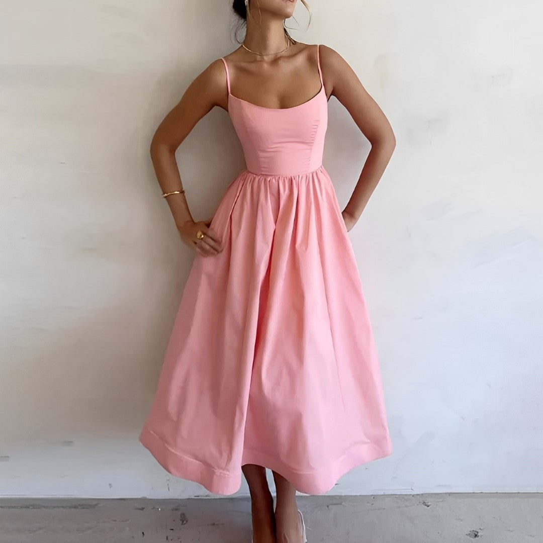 Women's Form-Fitting Spaghetti Strap Summer Midi Dress