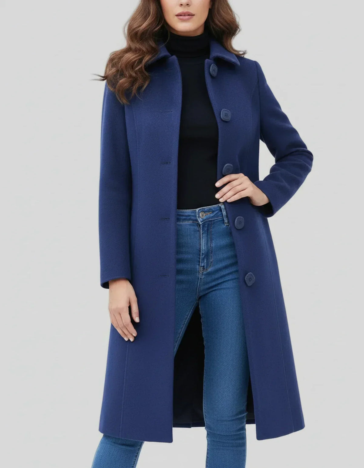 Women's Classic Winter Button Front Warm Trench Coat
