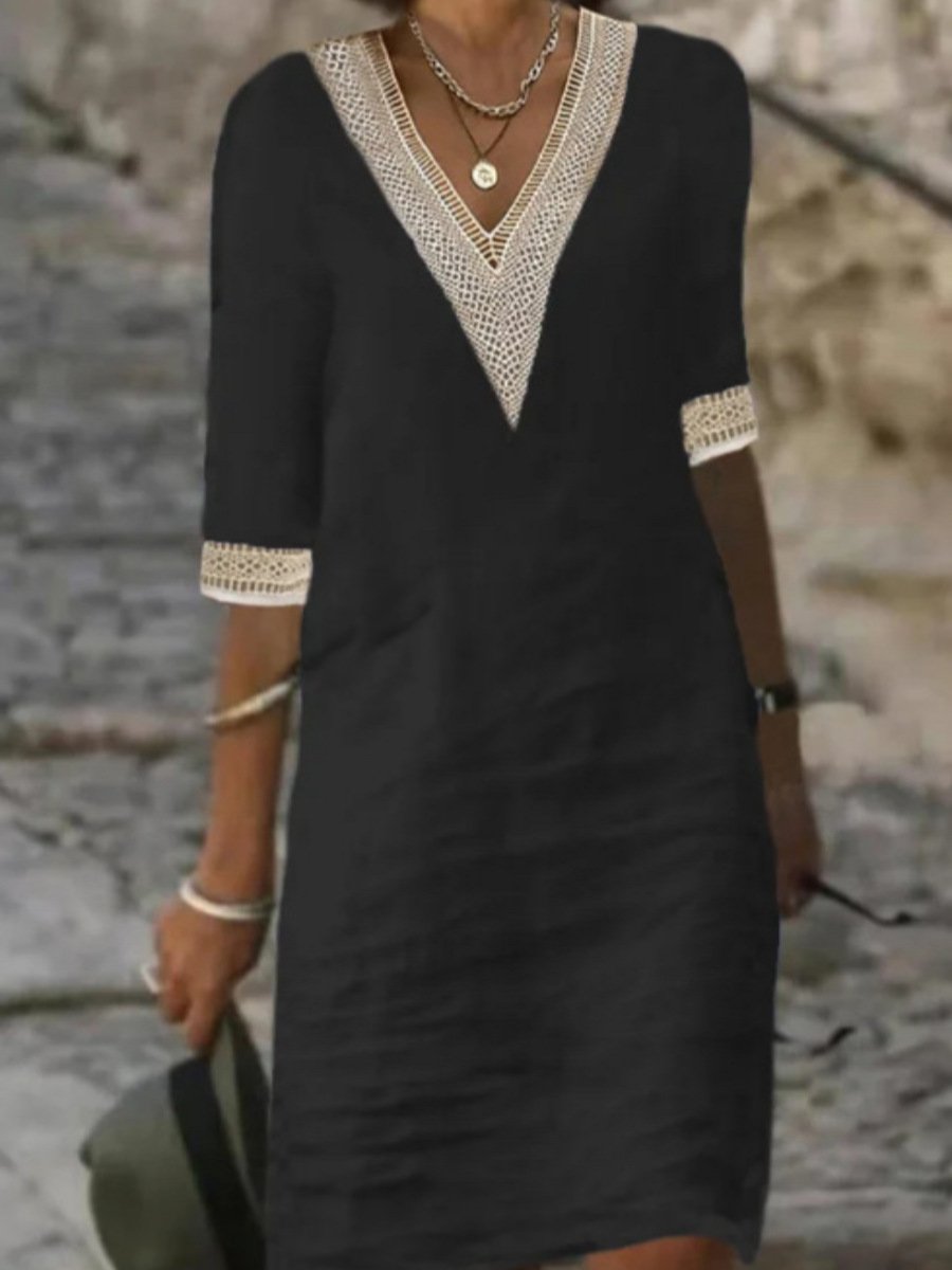 Versatile Classic Fashion V-Neck Lace Dress for Women
