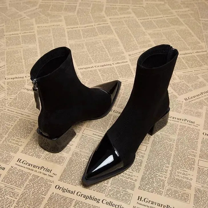 Women's Fashion Stand-out Block Heel Ankle Boots