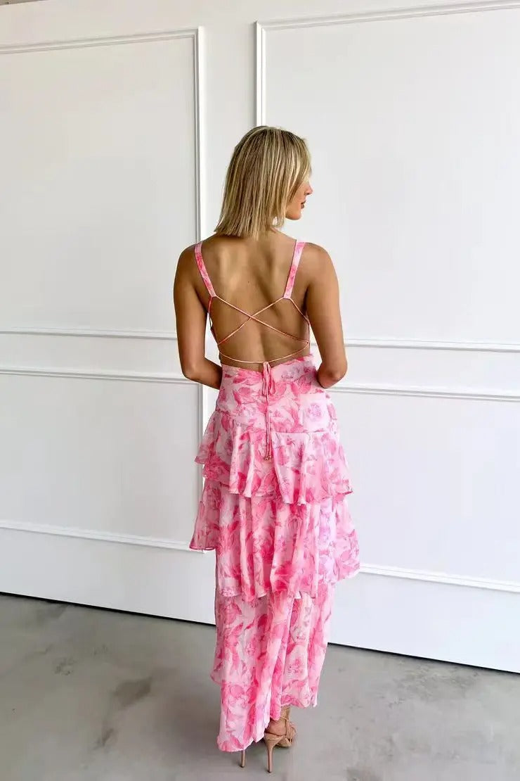Women's Elegant Seasonal Maxi Summer Dress with Deep V-Neckline